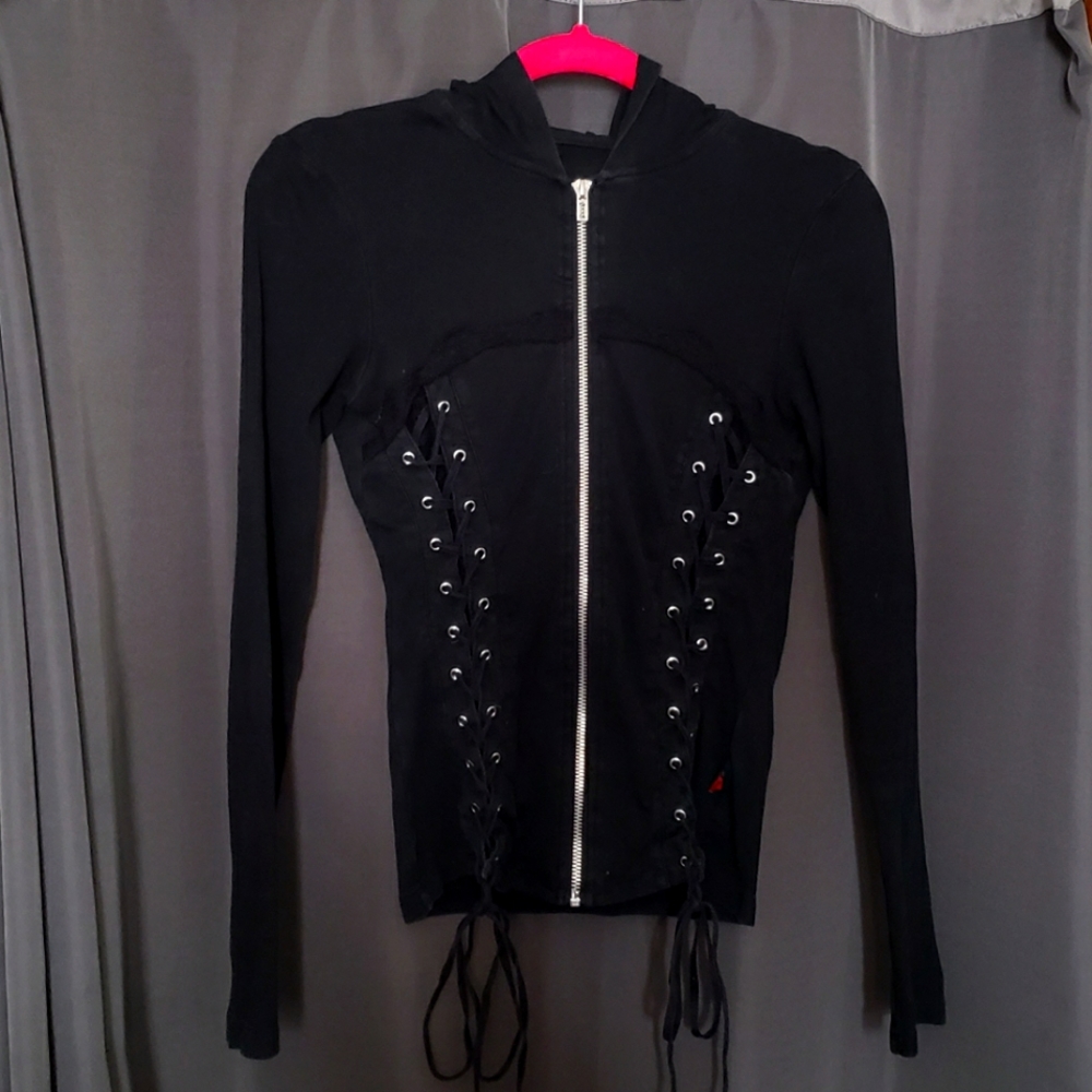 Royal Bones By Tripp Black Corset Hoodie *RARE HARD TO FIND*